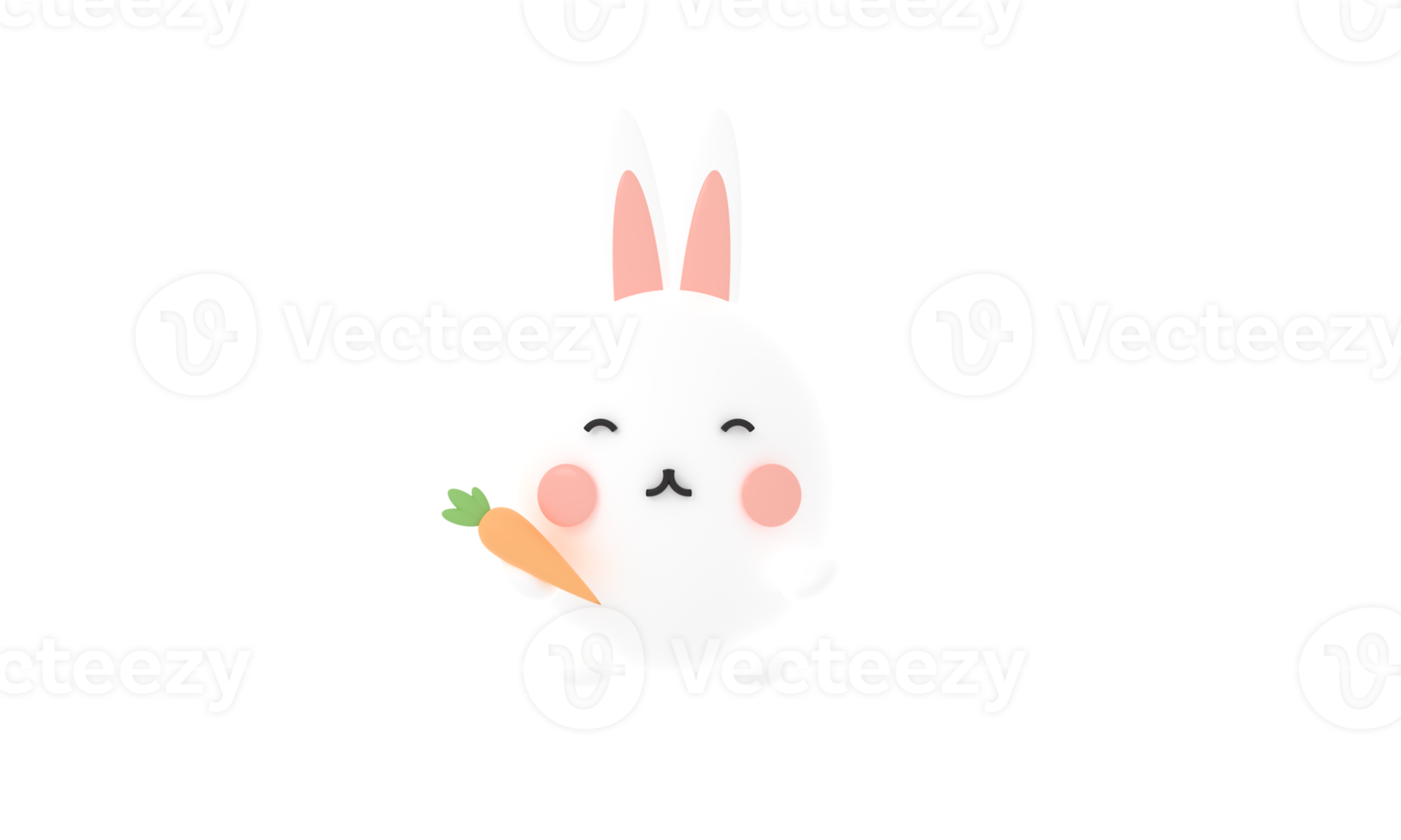 3d rendering illustration of cute rabbit holding carrot decorations. Animal characters isolated transparent background. bunny holding carrot minimal . cartoon icons Funny. cute animal symbol of PNG