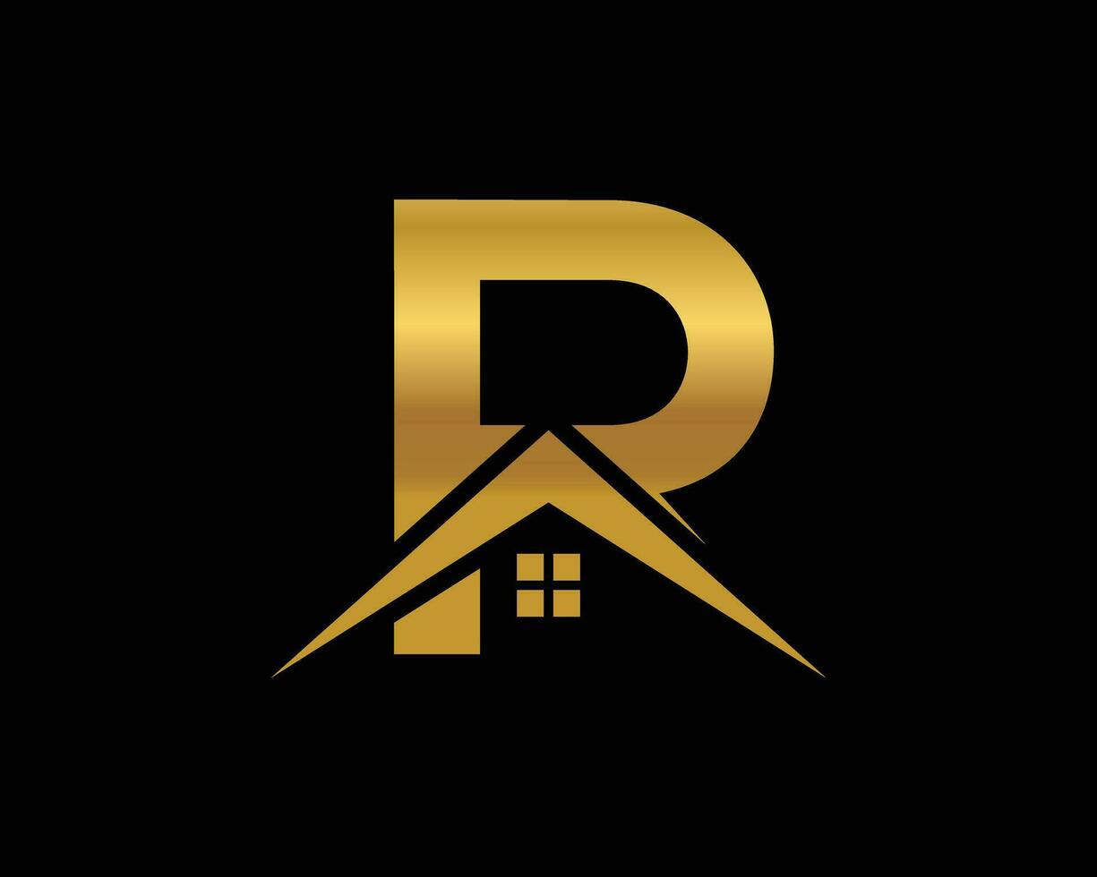 real inmuebles hogar casa o propiedad 'r' corporativo logo diseño vector