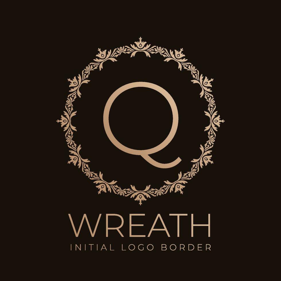 letter Q wreaths border initial vintage logo design vector