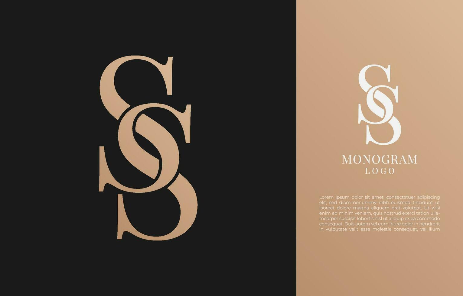 minimalist SS initial letter vintage brand and logo vector