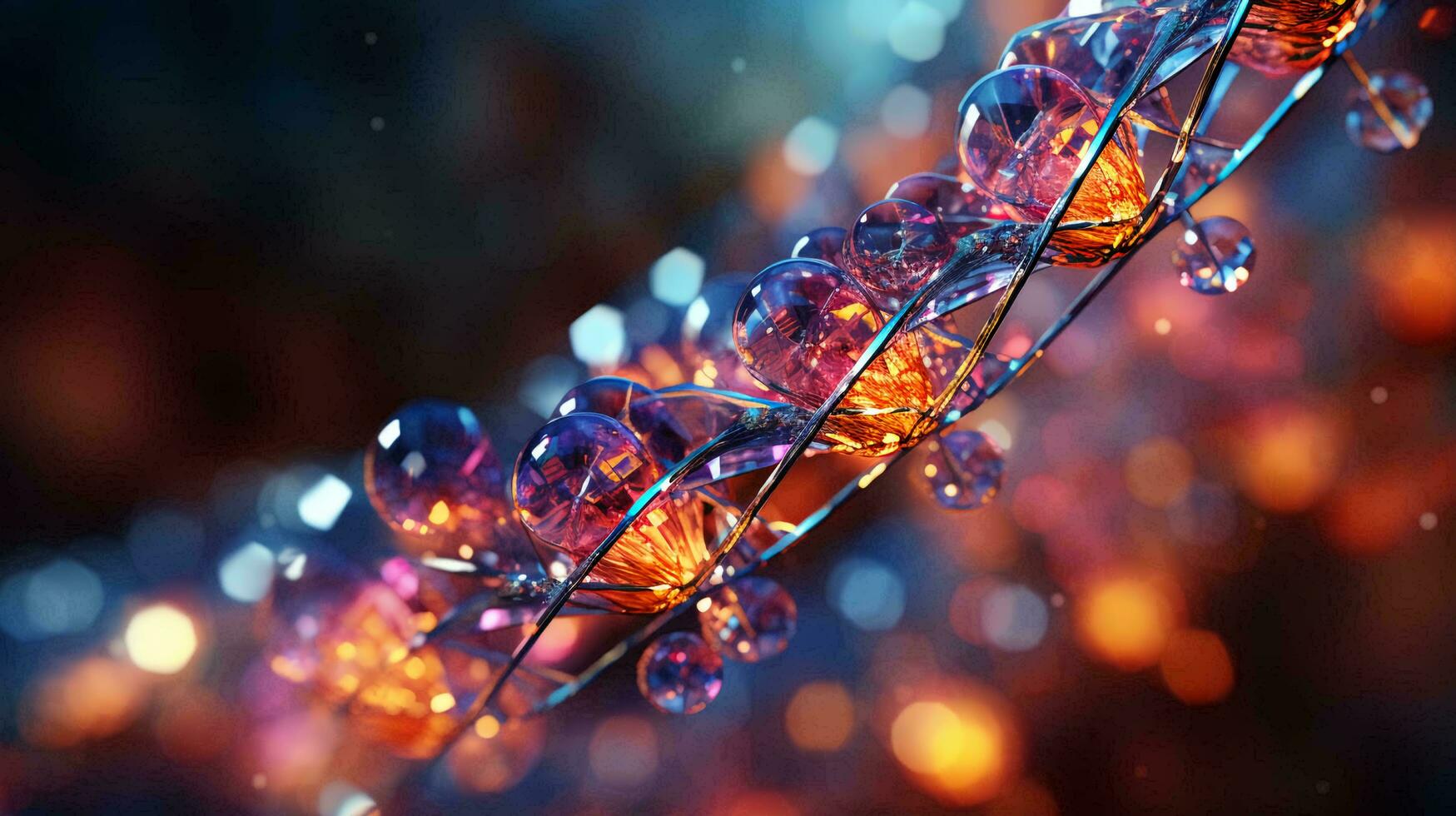 Beautiful colored bright abstract futuristic scientific glowing dna helix. AI generated photo