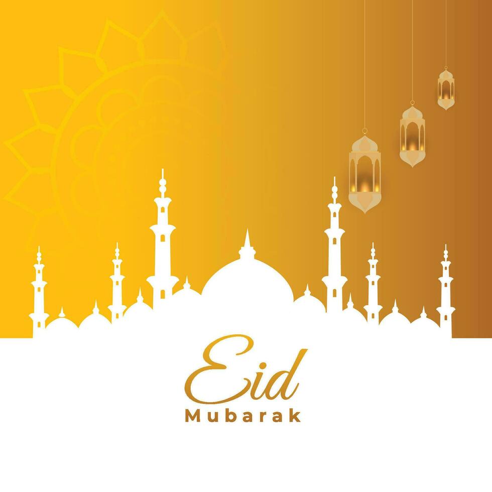 creativo islámico festival eid Mubarak para temporada realista eid al-fitr con mezquita diseño vector