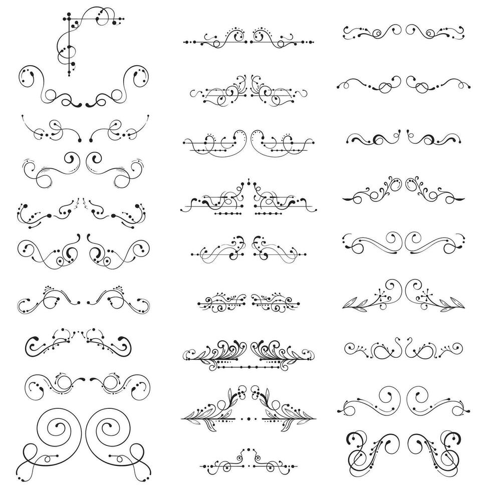 ornament divider doodle line art border collection vector