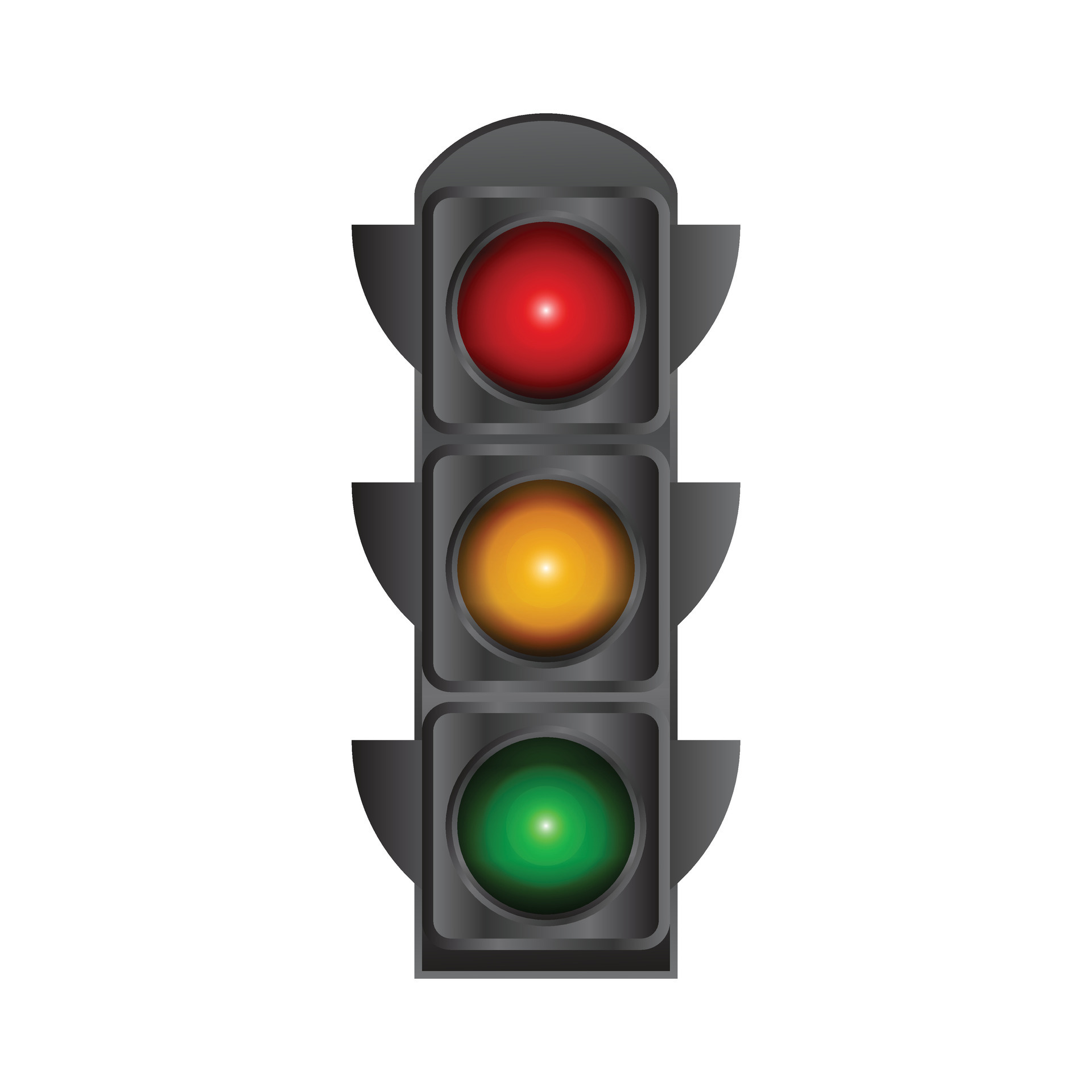 Realistic 3D Traffic Light Signal Sign With Three Main Signal Colors