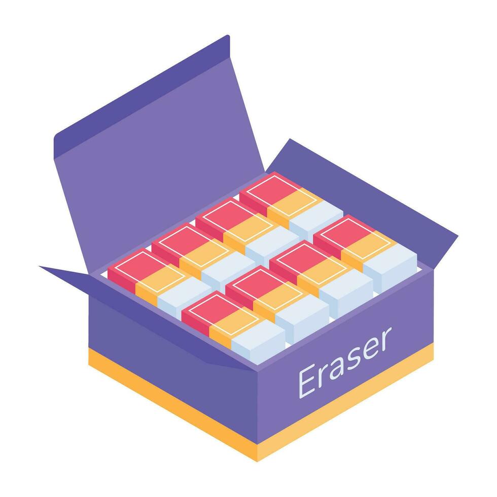 Get isometric icon of eraser box vector