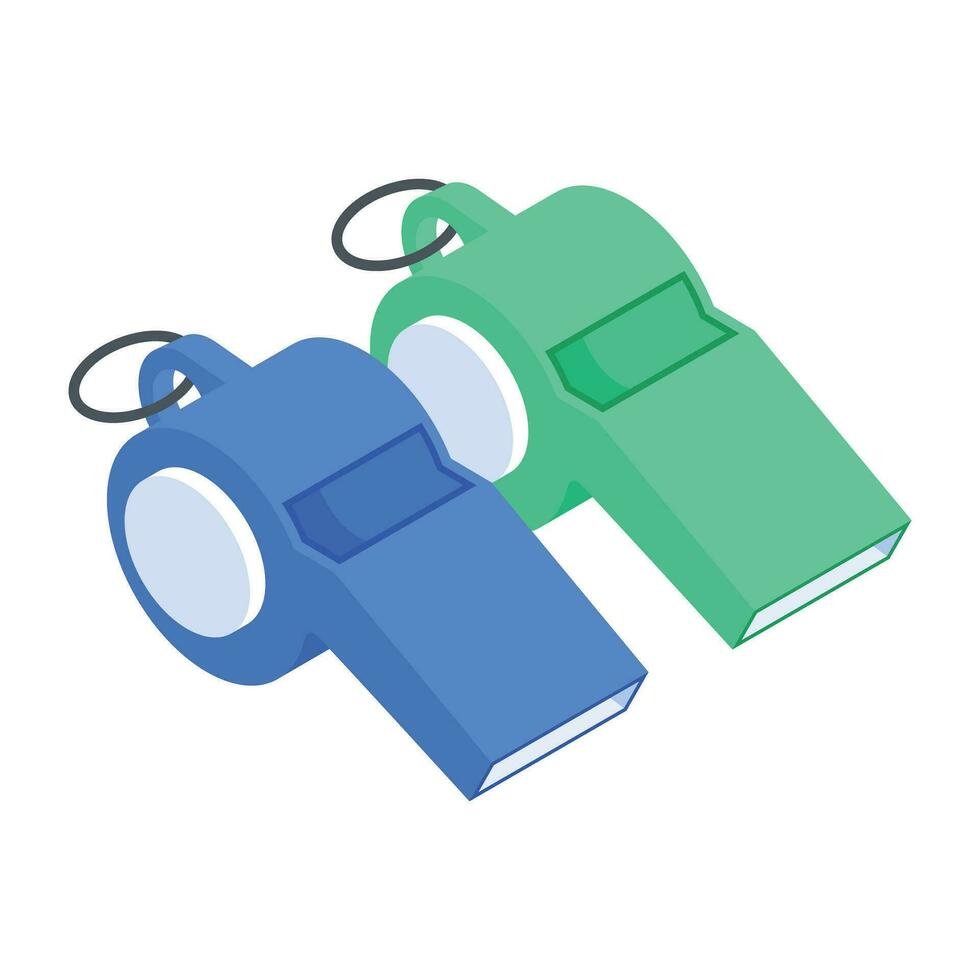 Appealing isometric icon of sports whistles vector