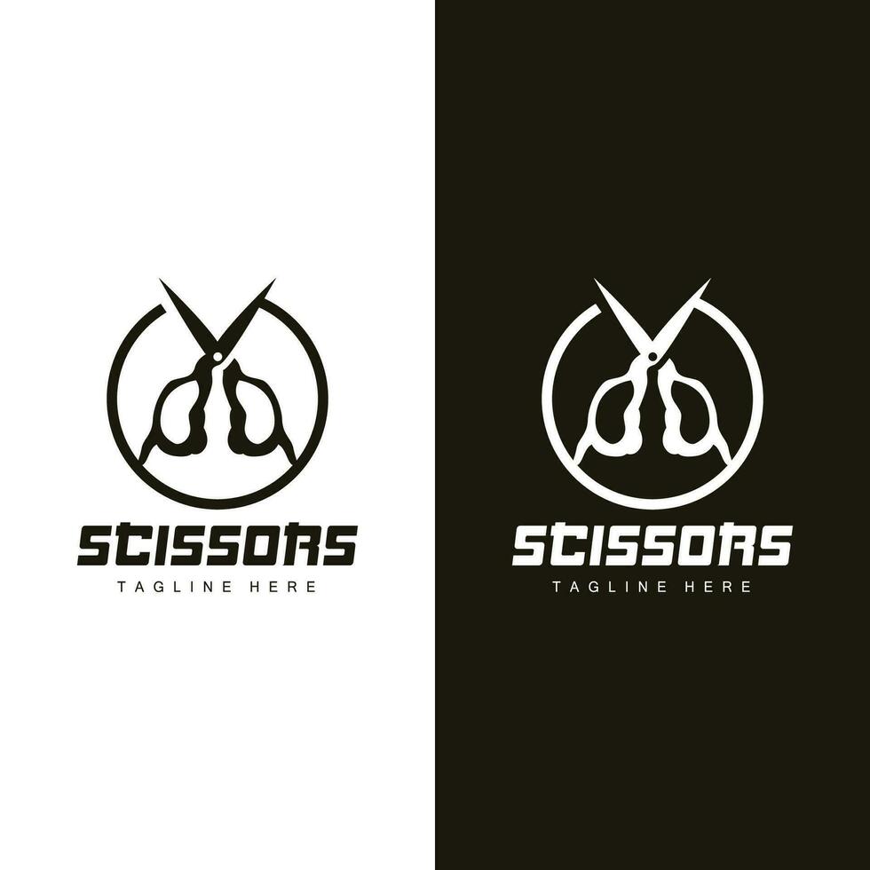 Scissors Logo, Cutting Tools Vector, Barbershop Razor Scissors Simple Design, Illustration Template Icon vector