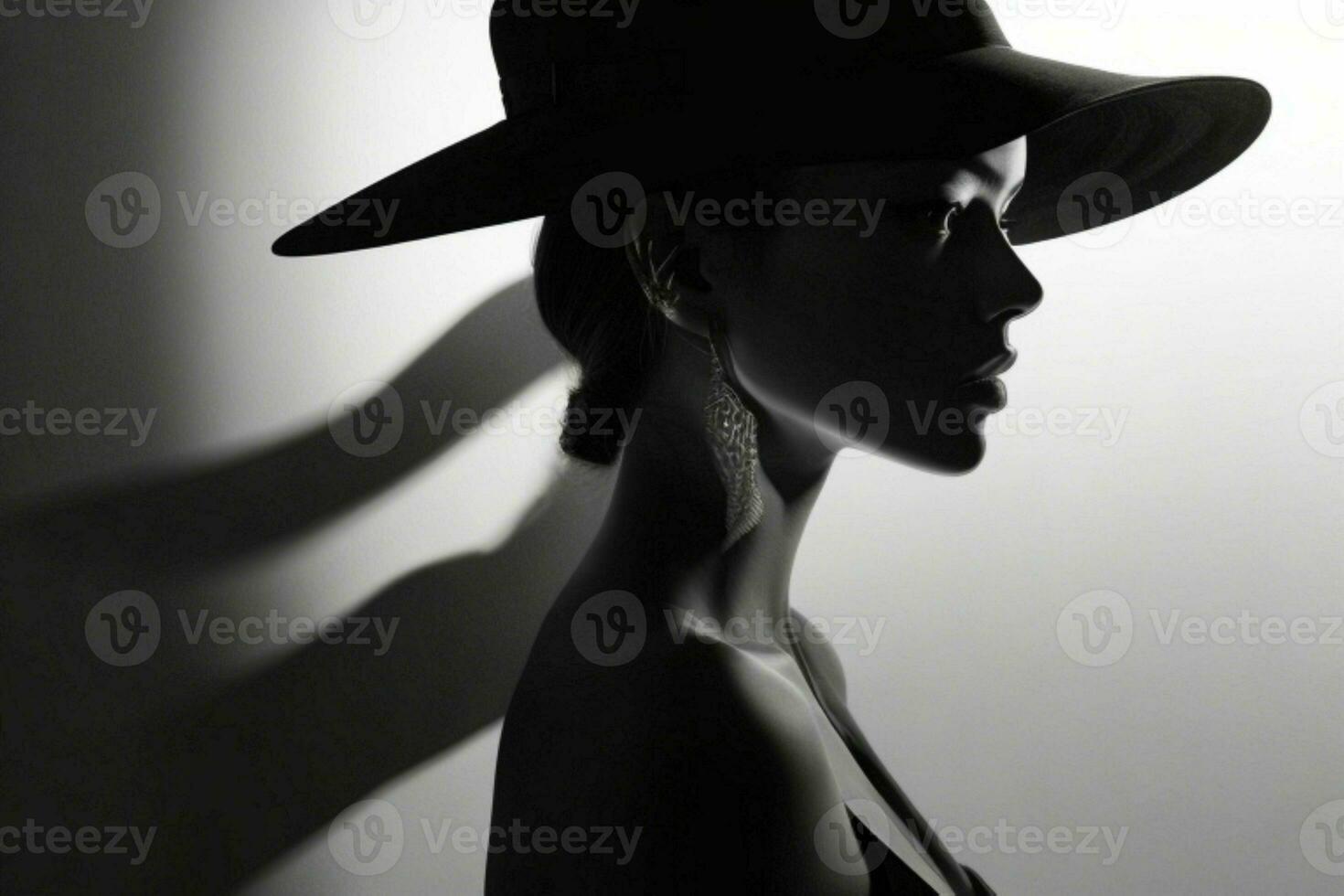 Fashion model woman with hard shadow. Pro Photo