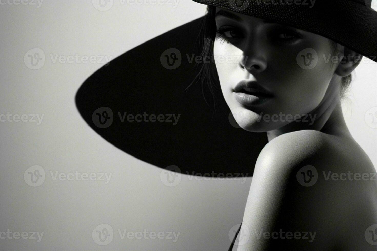 Fashion model woman with hard shadow. Pro Photo