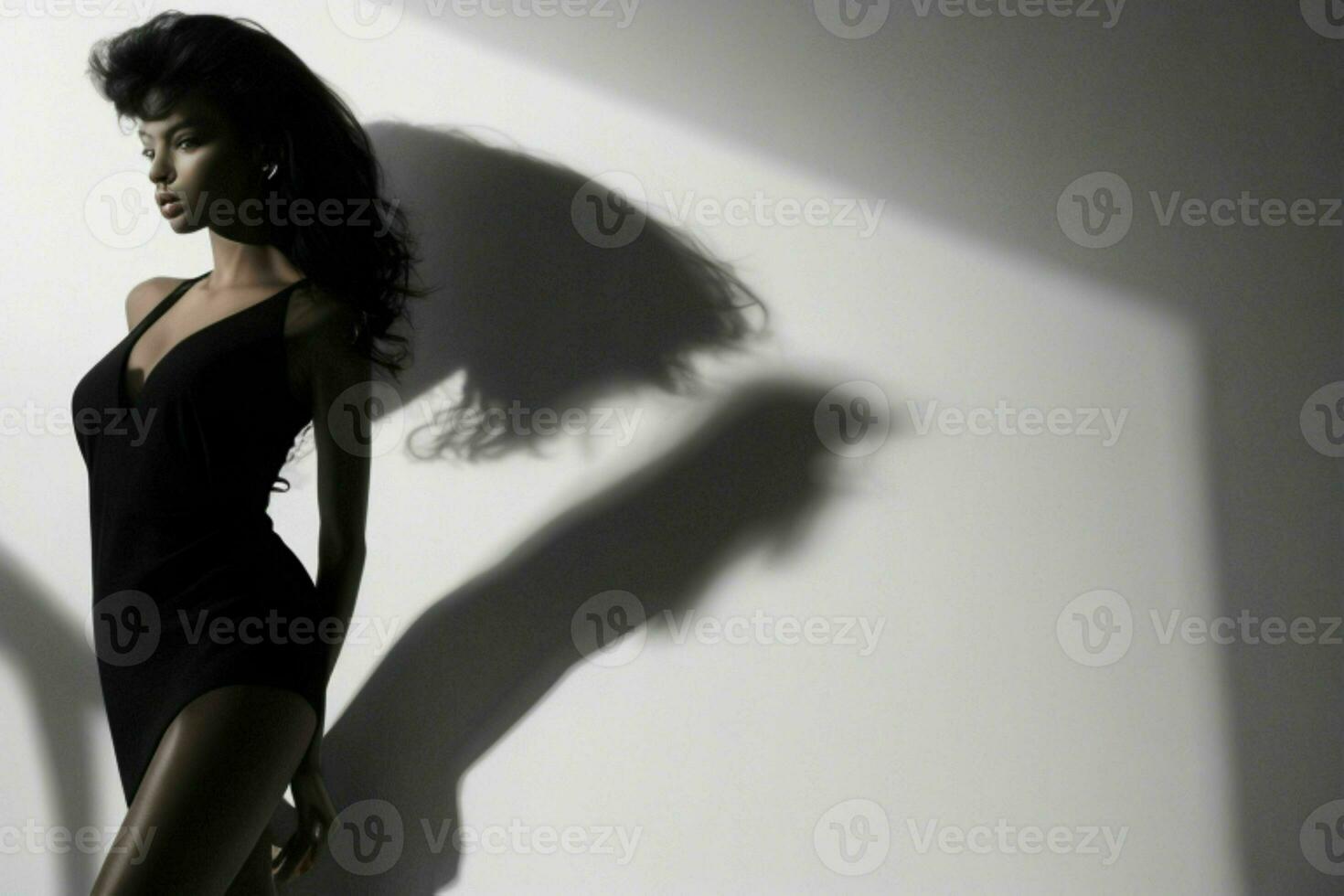 Fashion model woman with hard shadow. Pro Photo