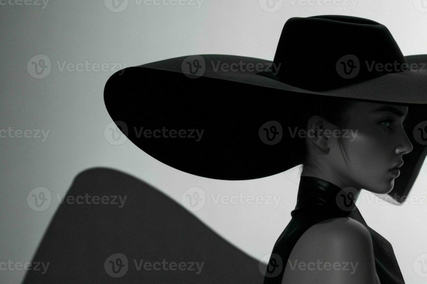 Fashion model woman with hard shadow. Pro Photo