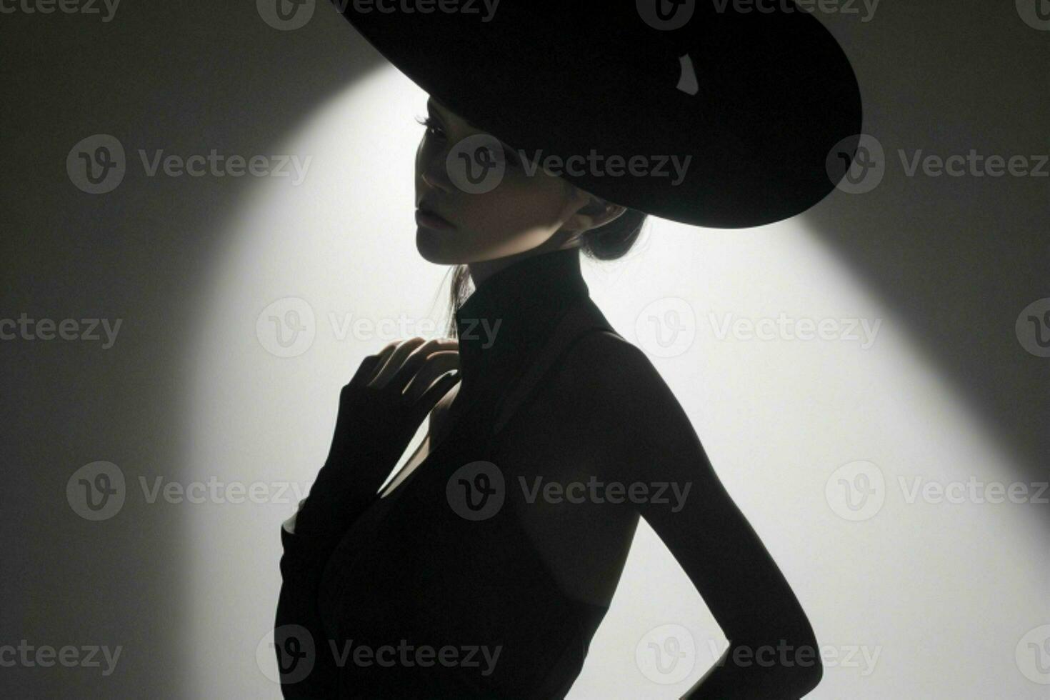 Fashion model woman with hard shadow. Pro Photo