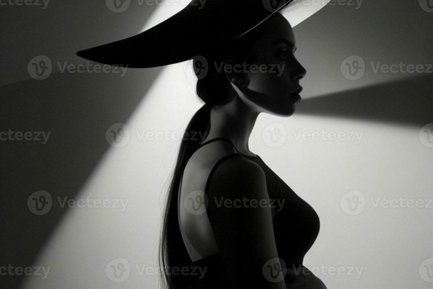 Fashion model woman with hard shadow. Pro Photo