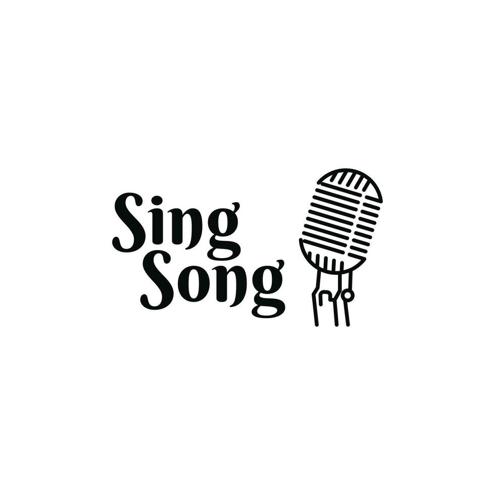 Sing song logo design creative idea with microphone for lead singer, event, music party vector