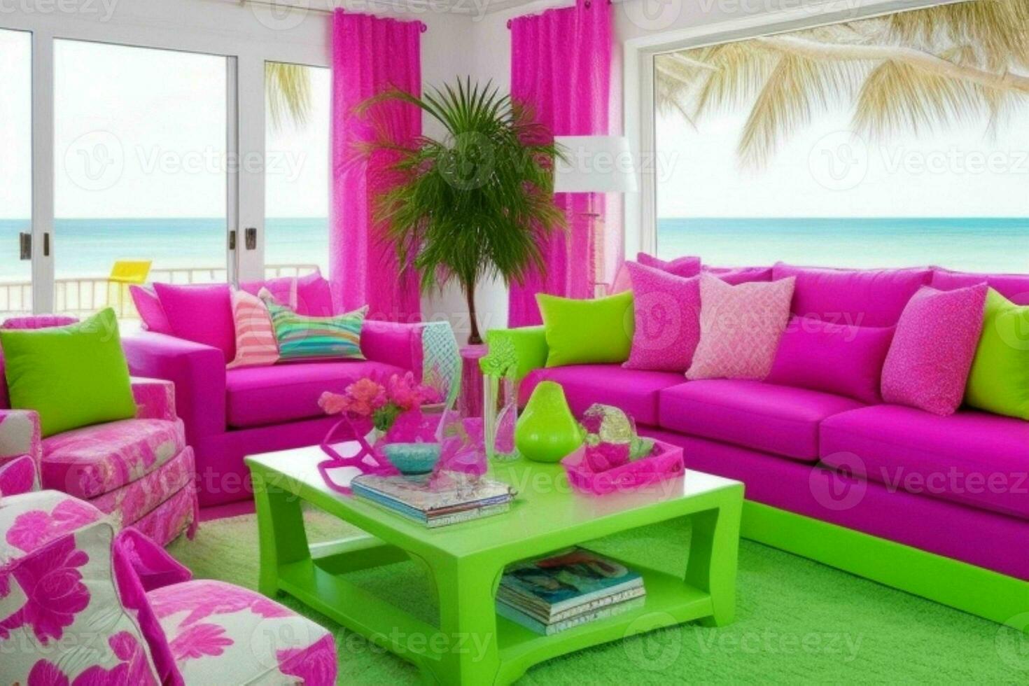 Beach style living room design. Pro Photo