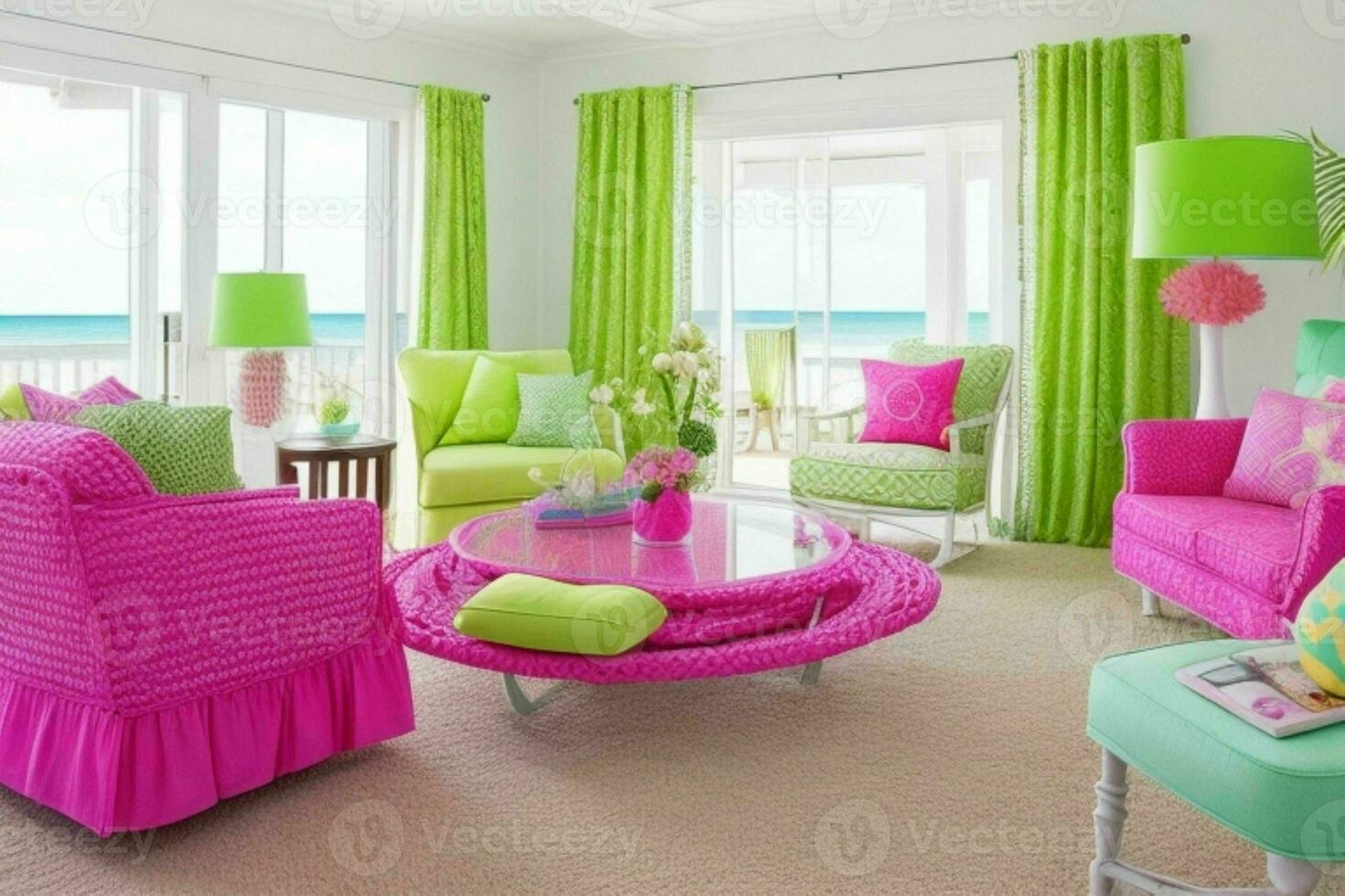 Beach style living room design. Pro Photo