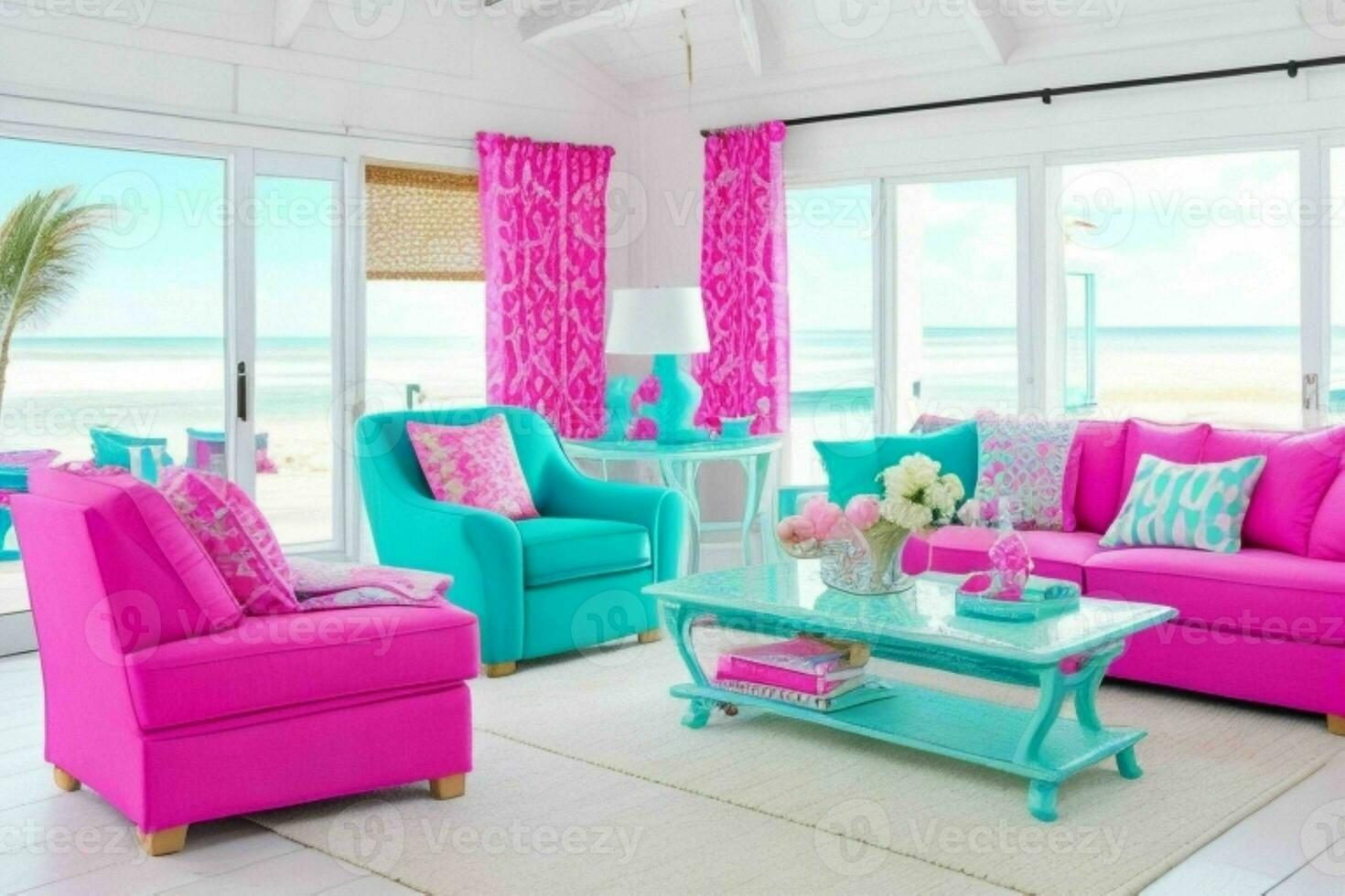 Beach style living room design. Pro Photo