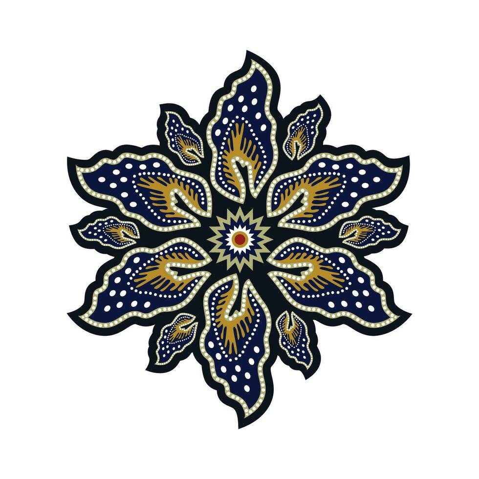 Javanese Batik flowers icon Seamless Pattern vector image
