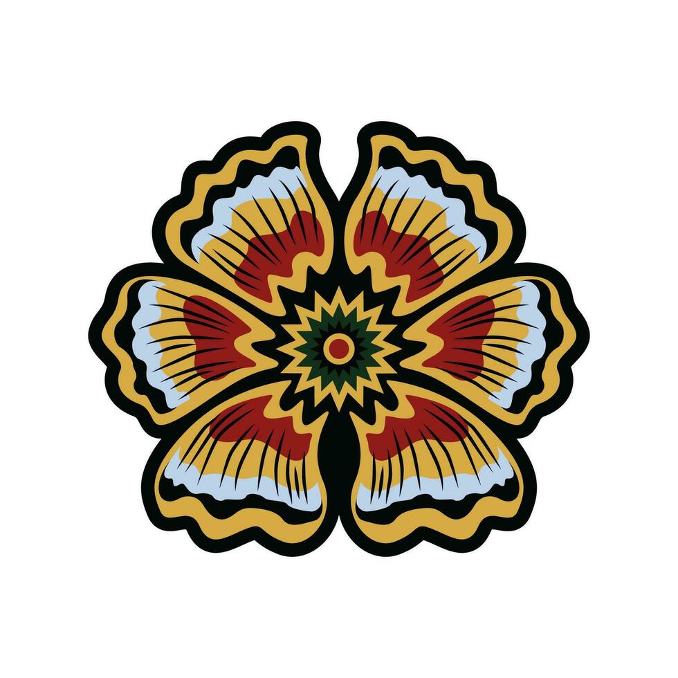 Javanese Batik flowers icon Seamless Pattern vector image