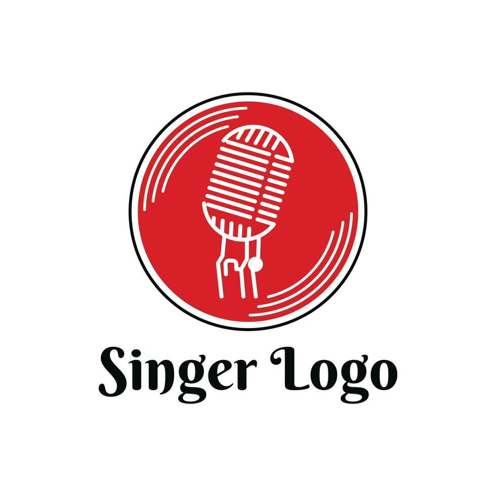 cantante logo diseño creativo idea con micrófono para dirigir canta canción, evento, música fiesta vector