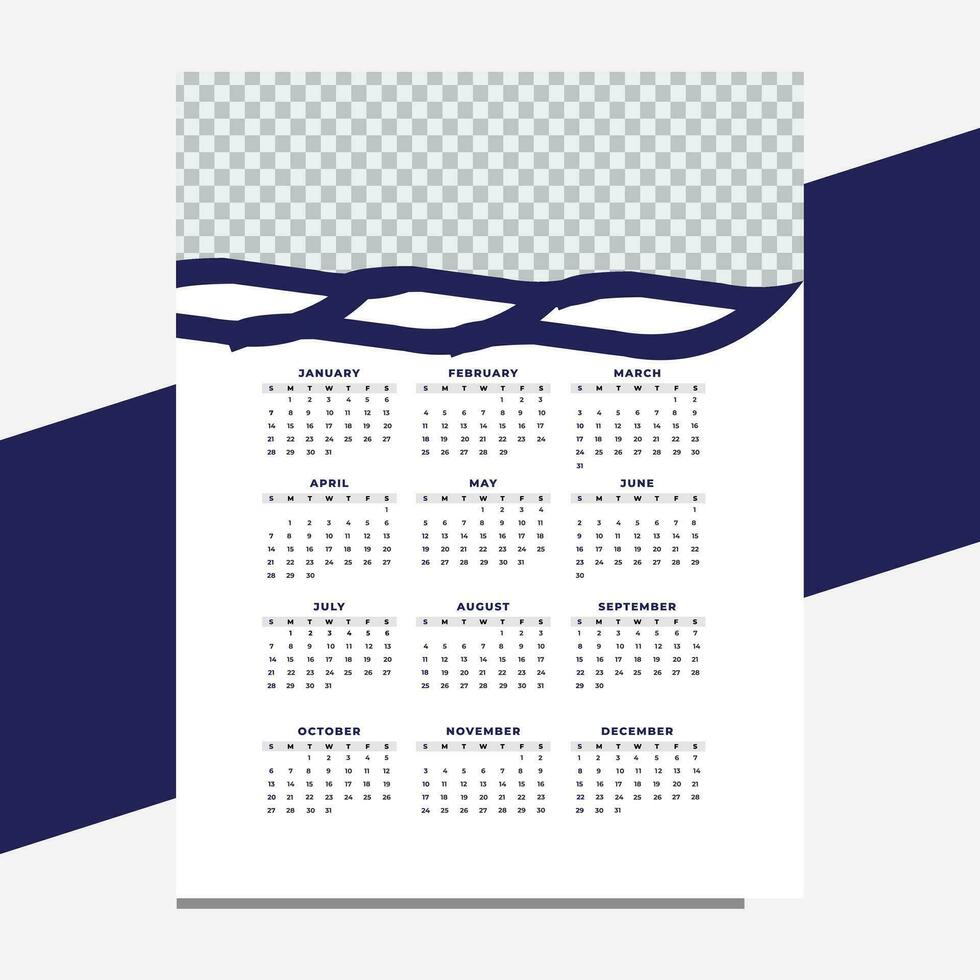 vector modern style new year 2024 calendar template