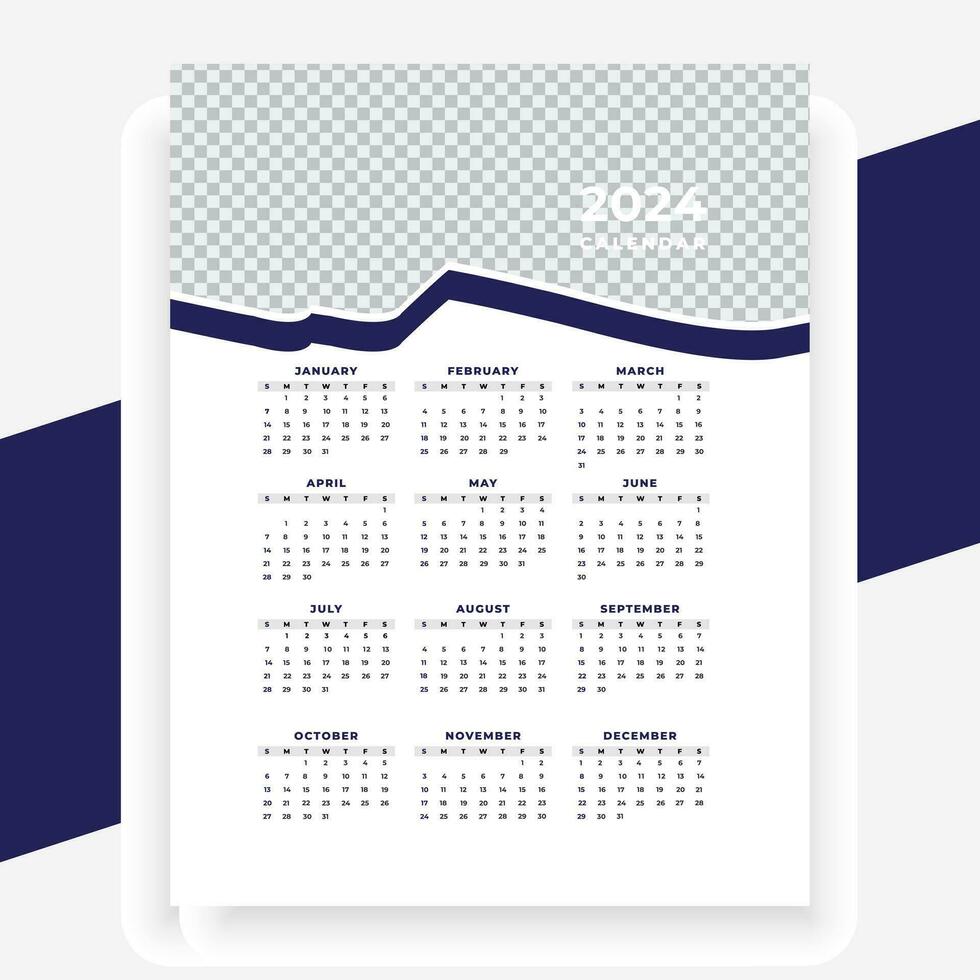 vector modern style new year 2024 calendar template