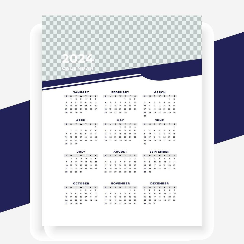 vector modern style new year 2024 calendar template