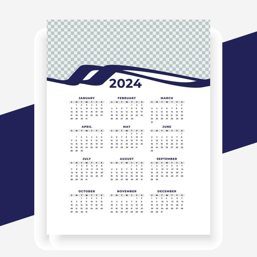 vector modern style new year 2024 calendar template