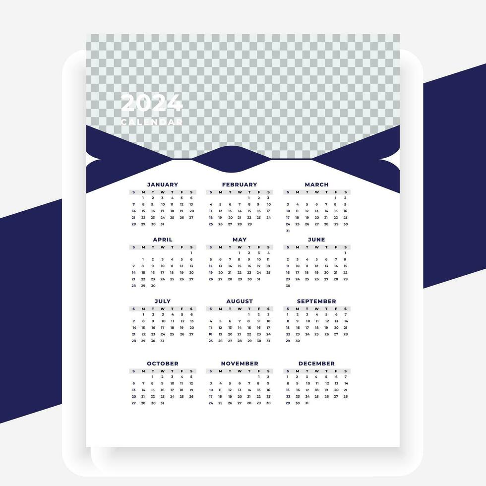 vector modern style new year 2024 calendar template