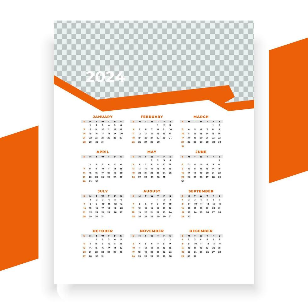 vector modern style new year 2024 calendar template