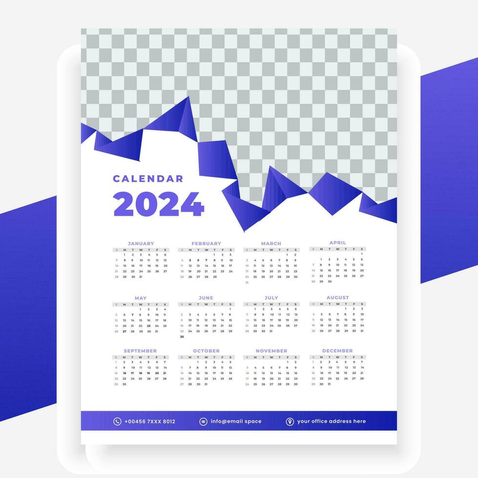 vector modern style new year 2024 calendar template