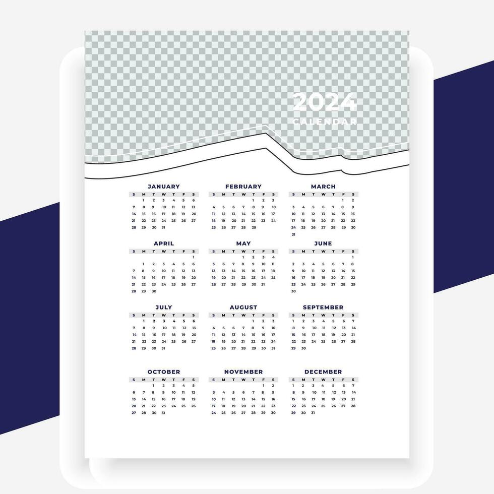 vector modern style new year 2024 calendar template