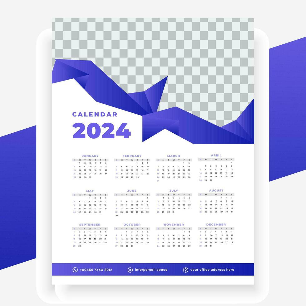 vector modern style new year 2024 calendar template