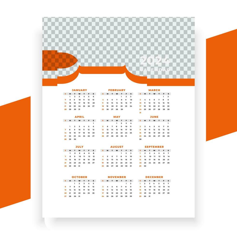 vector modern style new year 2024 calendar template