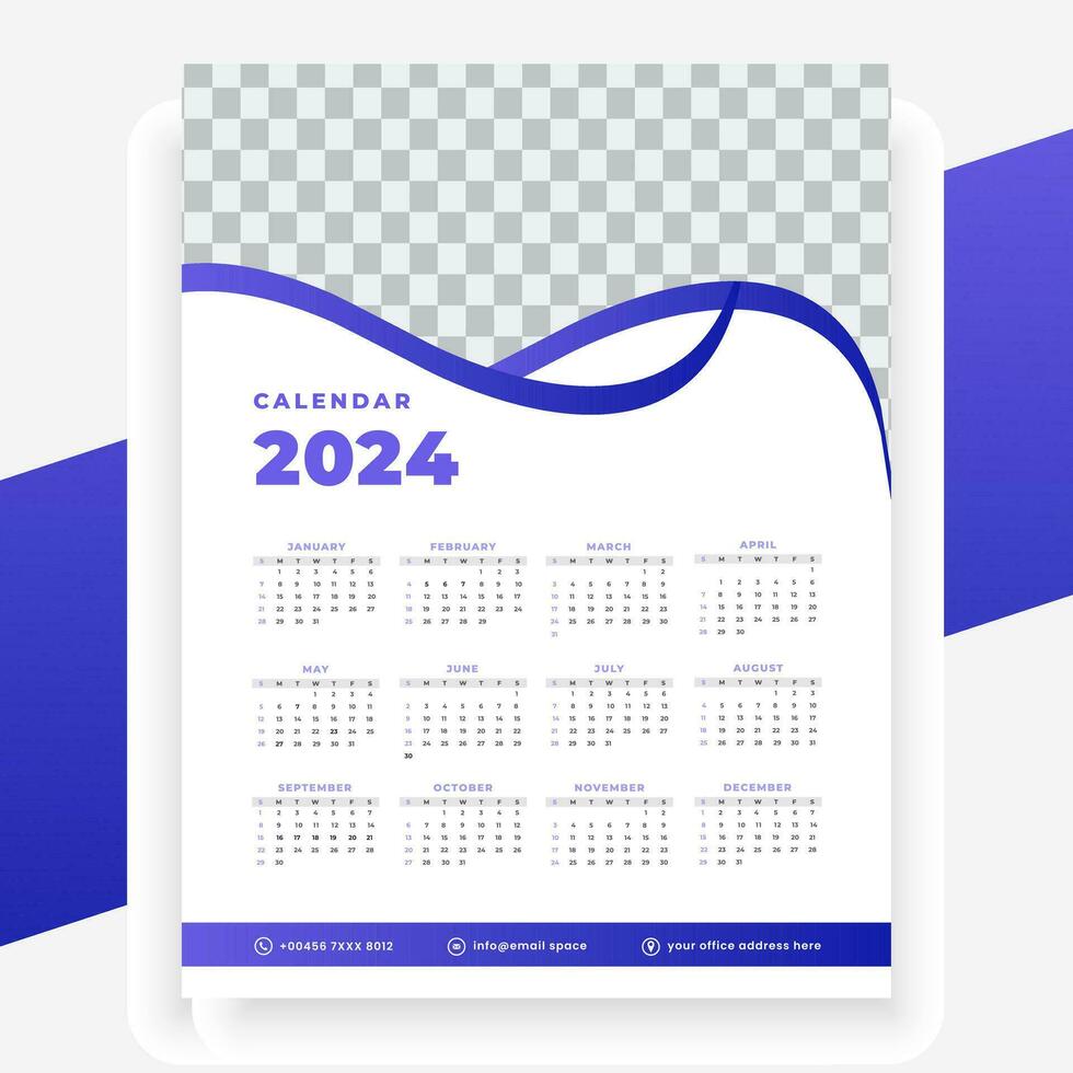 vector moderno estilo nuevo año 2024 calendario modelo