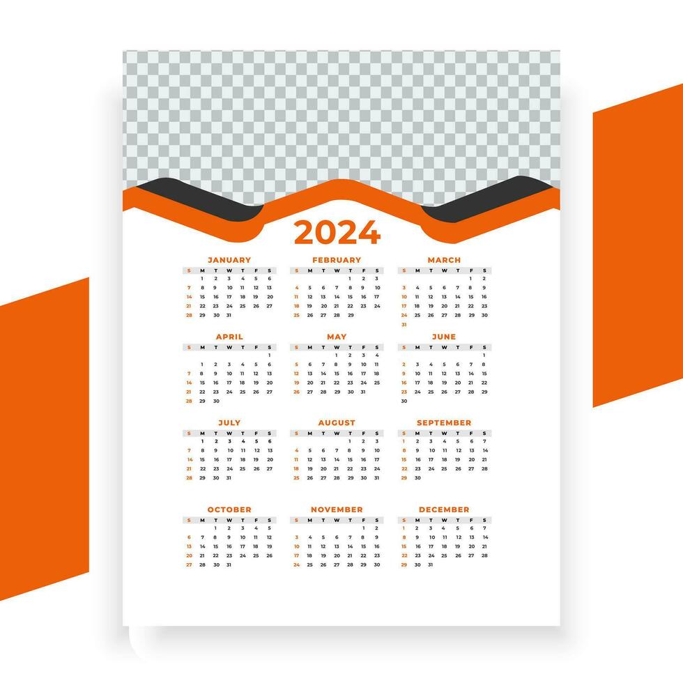 vector modern style new year 2024 calendar template