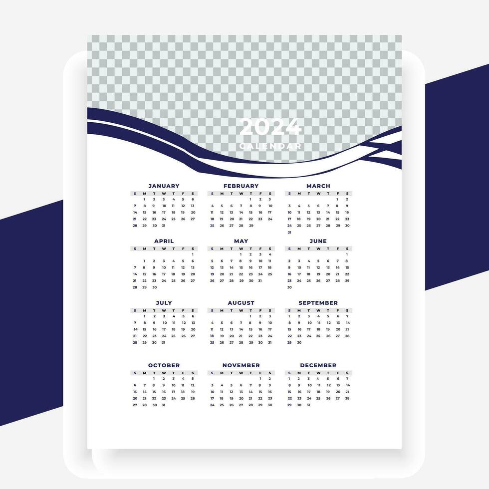 vector modern style new year 2024 calendar template