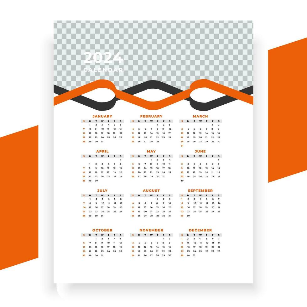 vector modern style new year 2024 calendar template