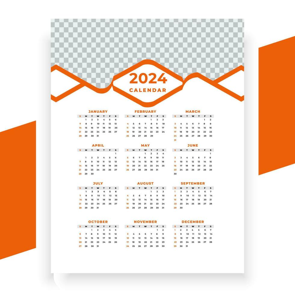 vector modern style new year 2024 calendar template