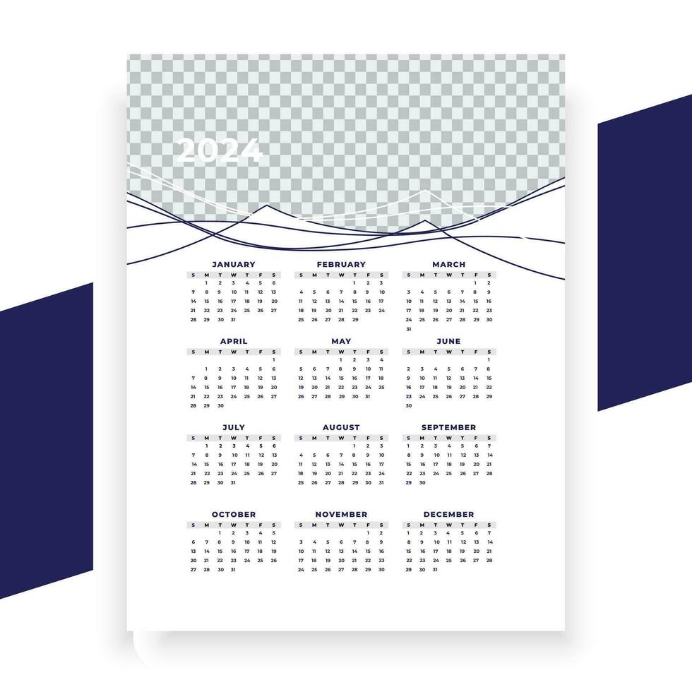 vector moderno estilo nuevo año 2024 calendario modelo