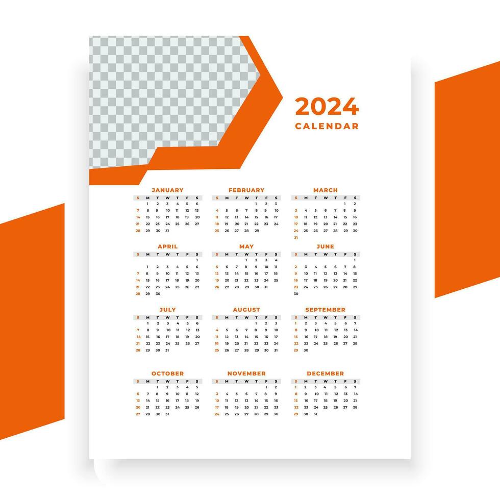 vector modern style new year 2024 calendar template