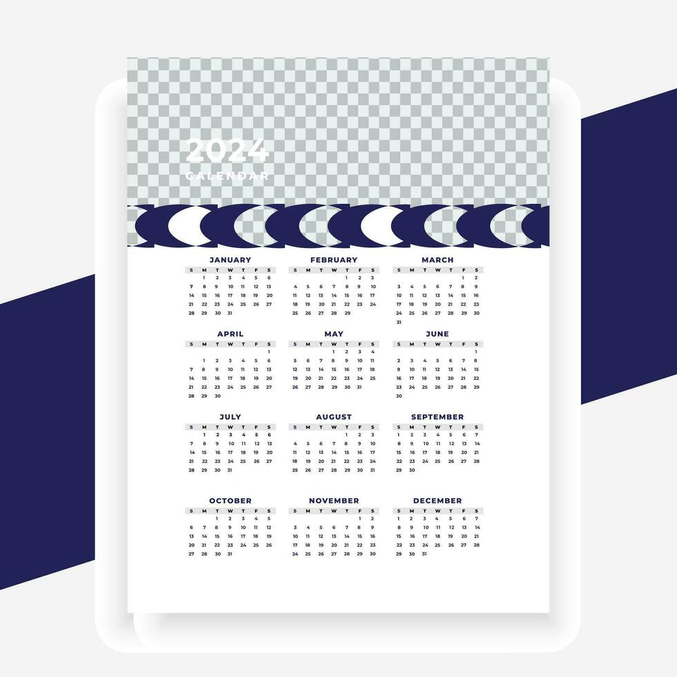 vector modern style new year 2024 calendar template