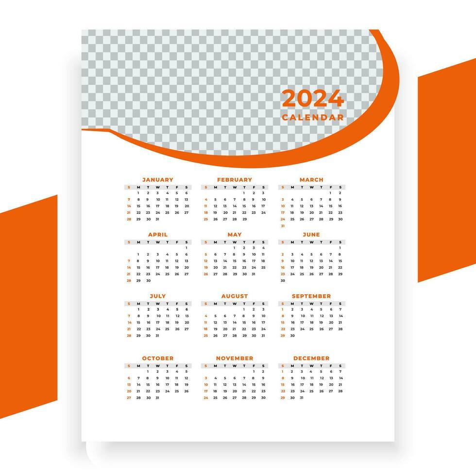 vector modern style new year 2024 calendar template