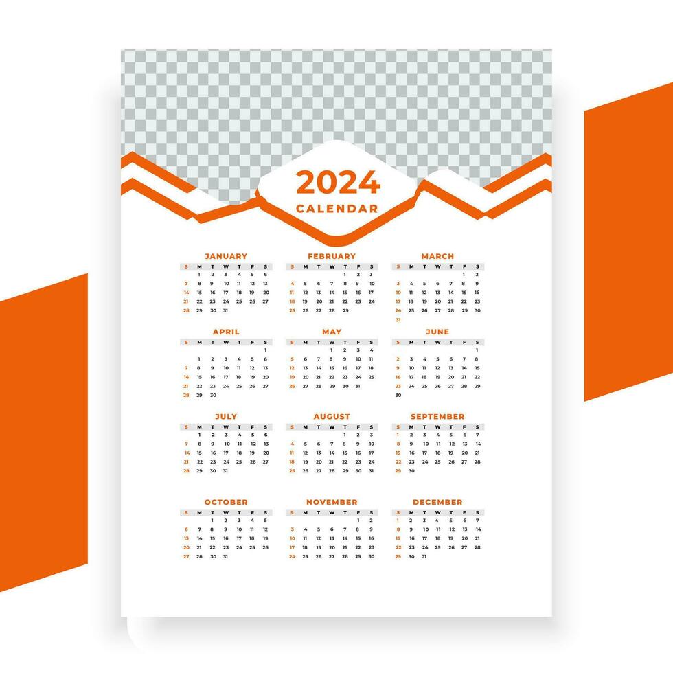 vector modern style new year 2024 calendar template