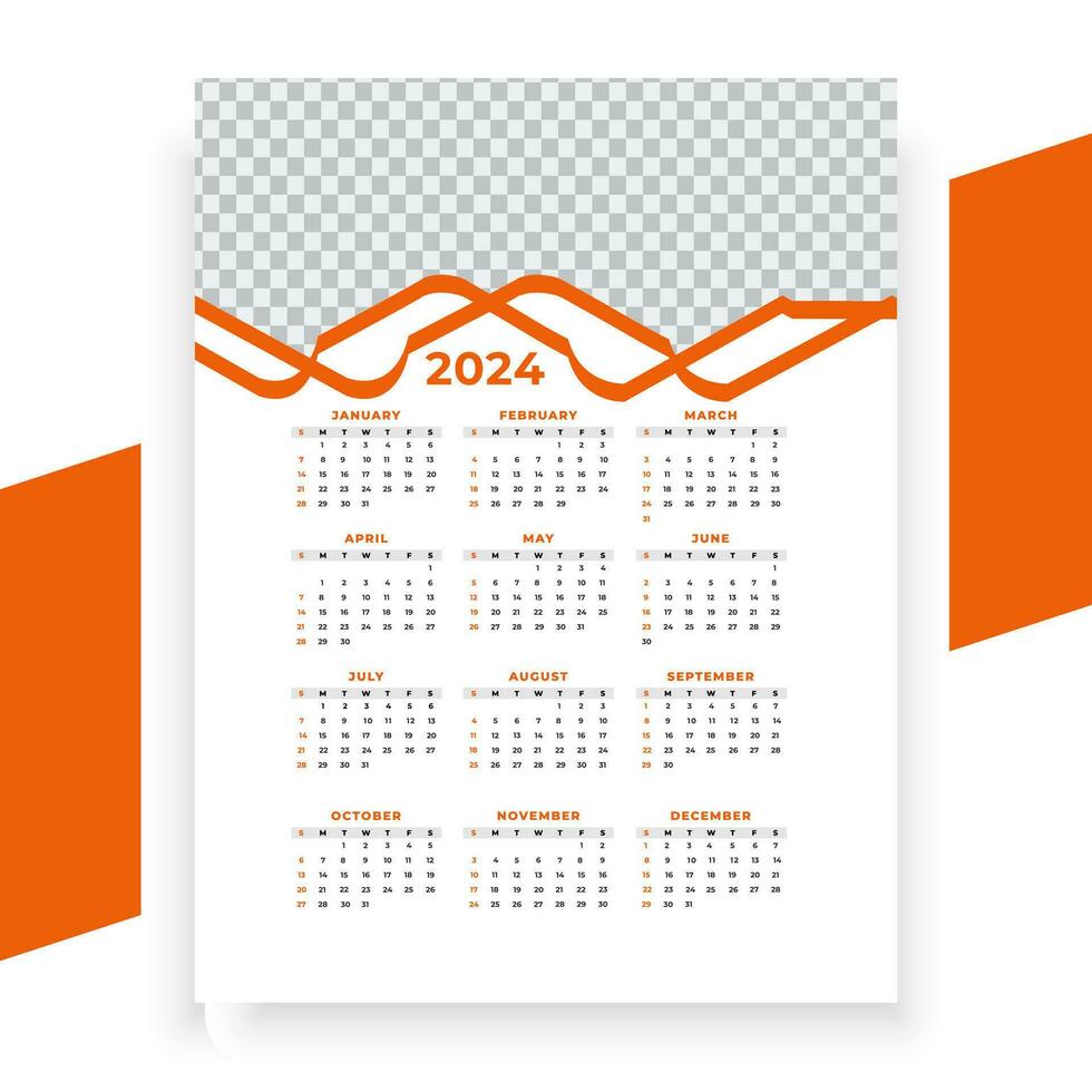 vector modern style new year 2024 calendar template