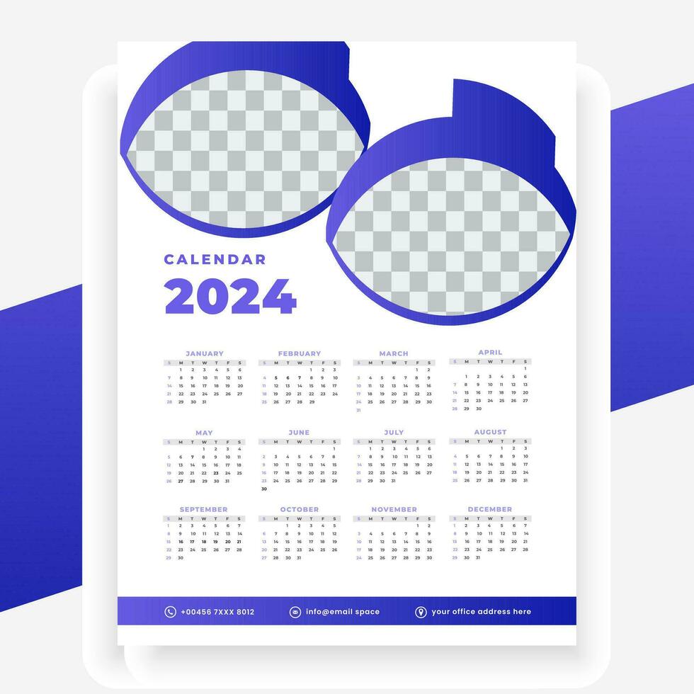 vector moderno estilo nuevo año 2024 calendario modelo