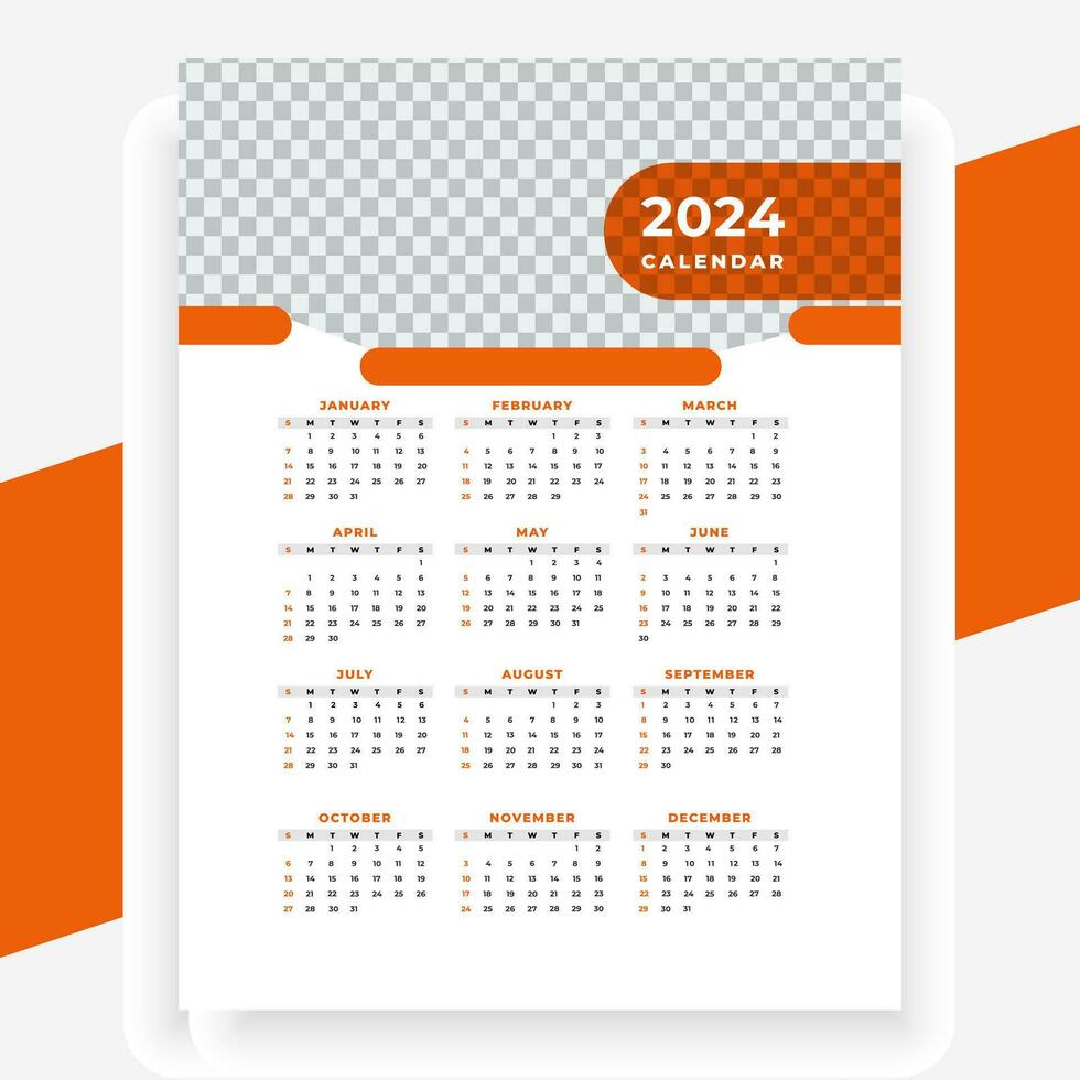 vector modern style new year 2024 calendar template