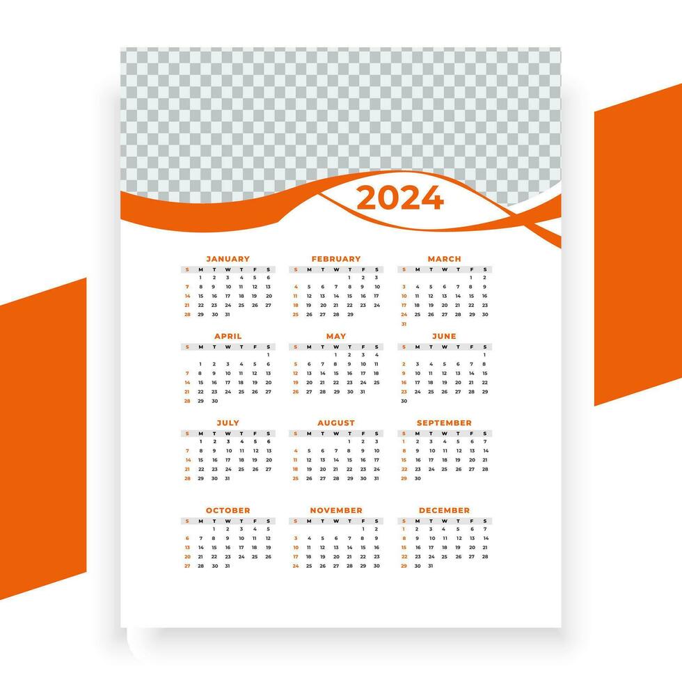 vector modern style new year 2024 calendar template