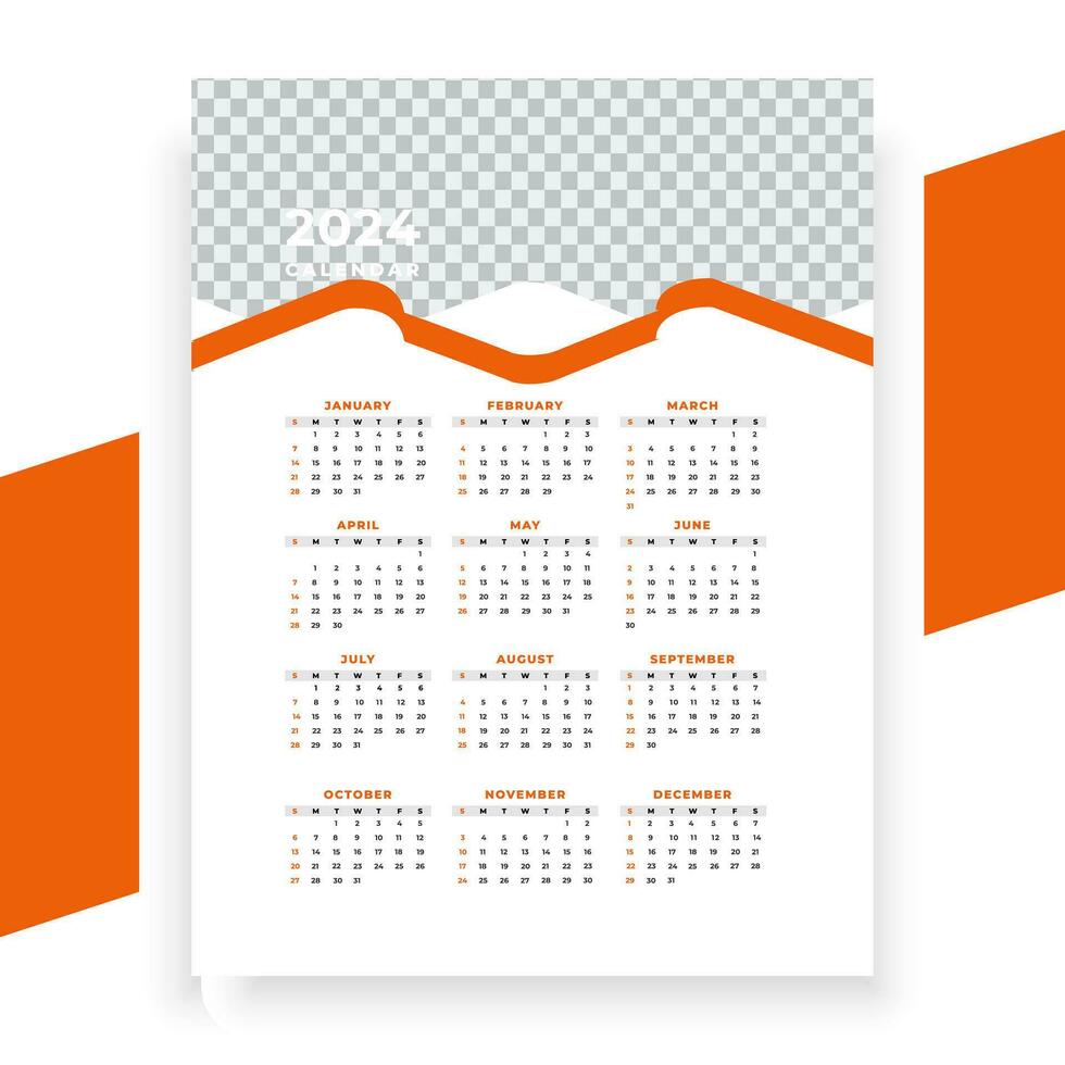 vector modern style new year 2024 calendar template