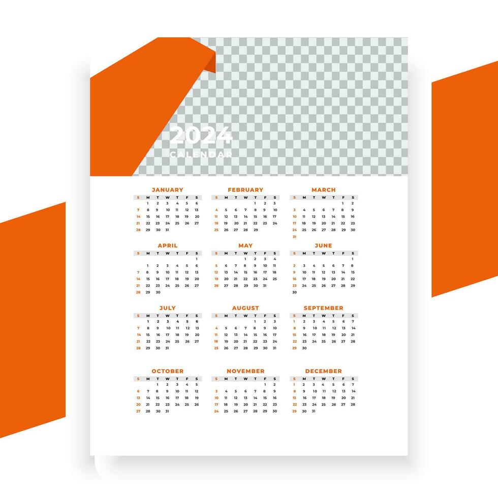 vector modern style new year 2024 calendar template